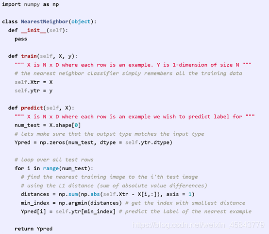 最近邻分类器完整的Python代码