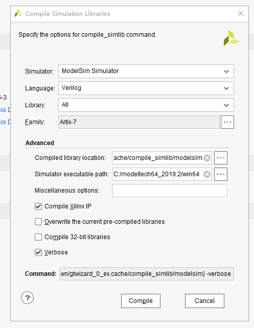 xilinx vivado modelsim联合仿真出现behav/compile.bat‘ script “Please check that the file has the correct ‘r