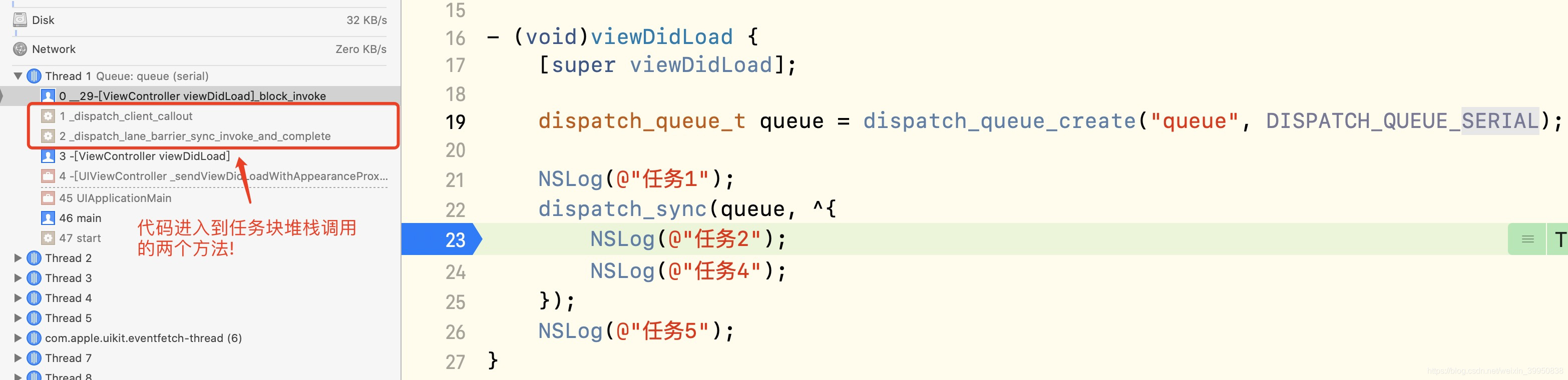 GCD任务块的调用时机
