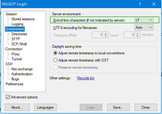 Winscp自动将换行符转为unix的lf的设置 Willingtolove的博客 Csdn博客