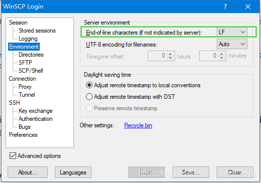 Winscp自动将换行符转为unix的lf的设置 Willingtolove的博客 Csdn博客