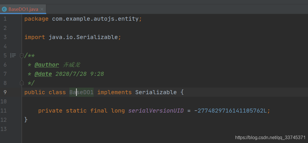 java implements Serializable 怎么生成serialversionUID(idea版)_idea java ...