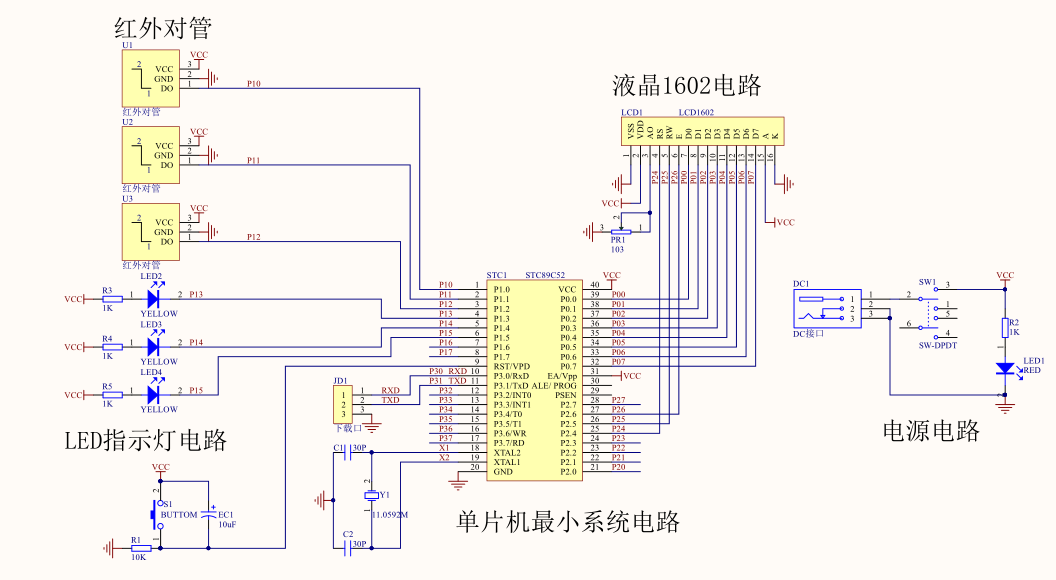 基于51单片机的智能停车场管理车位引导系统方案原理图程序设计