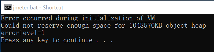 Minecraft Server Could Not Reserve Enough Space 打开JMeter报错:Could not reserve enough space for 1048576KB object heap-CSDN博客