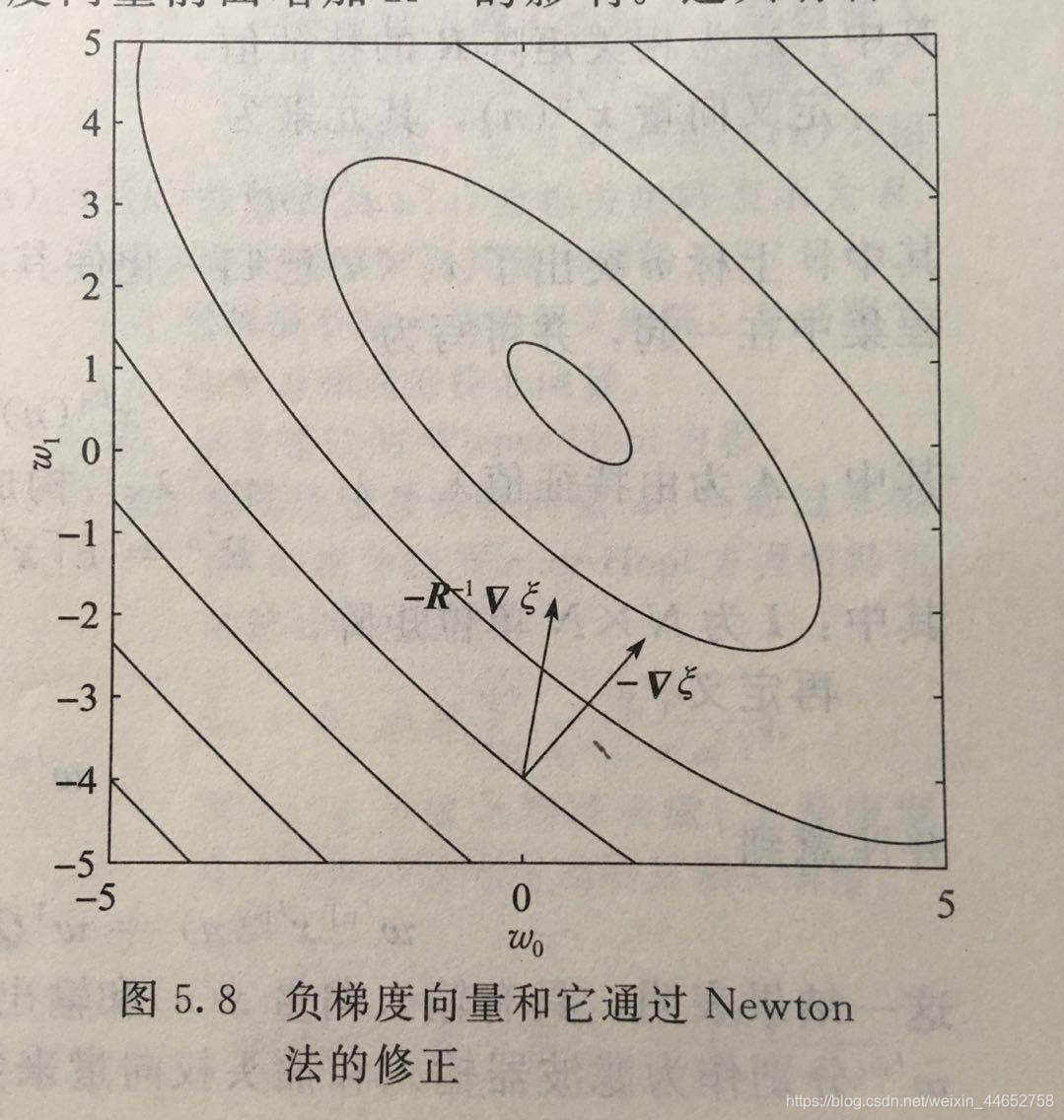 负梯度向量和它通过Newton法的修正
