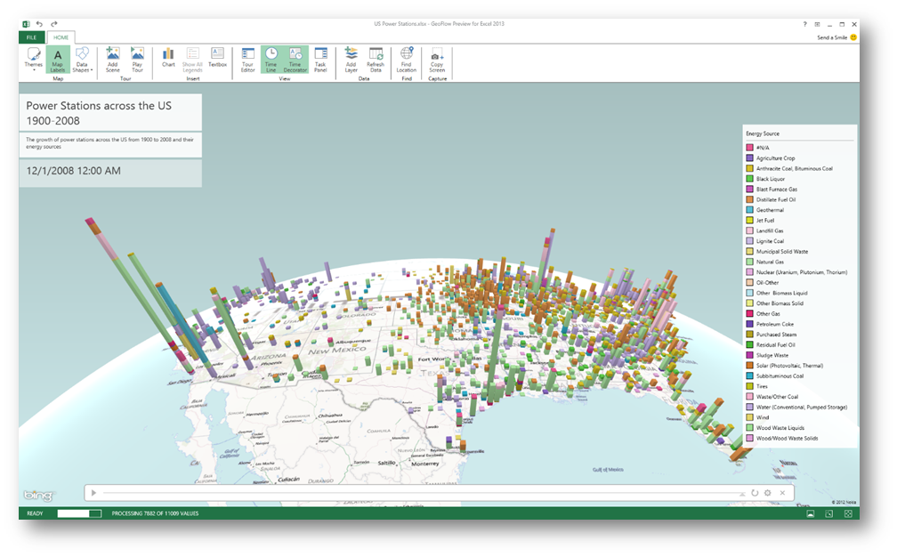 可视化powermap实现大数据可视化操作