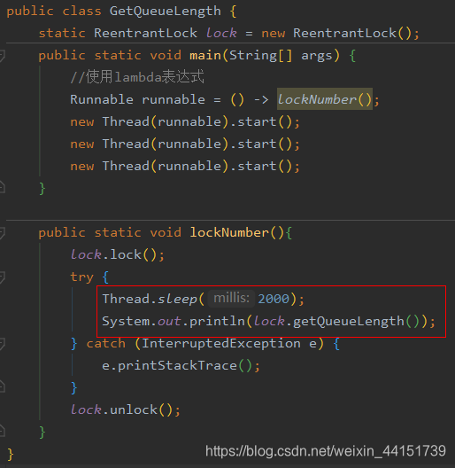 [外链图片转存失败,源站可能有防盗链机制,建议将图片保存下来直接上传(img-czYQi5v7-1596111461769)(D:\笔记\博客\images\java\多线程\多线程Lock、Condition\getQueueLength.png)]
