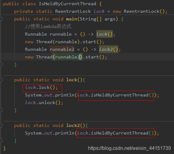 [外链图片转存失败,源站可能有防盗链机制,建议将图片保存下来直接上传(img-UJAC8d4E-1596111461773)(D:\笔记\博客\images\java\多线程\多线程Lock、Condition\isHeldByCurrentThread.png)]