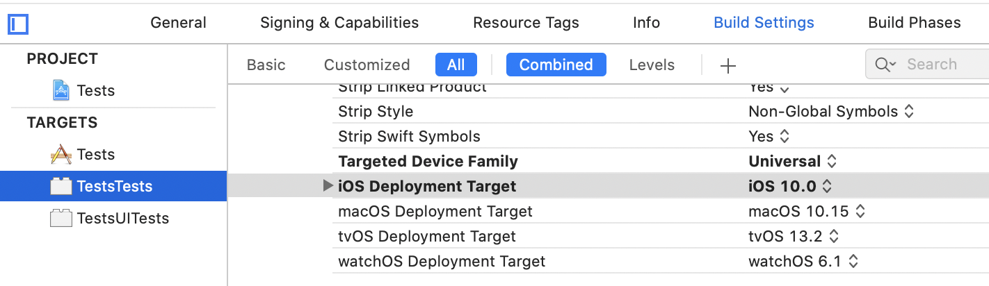 iOS The run destination iPhone X is not valid for tests you have chosen to perform.