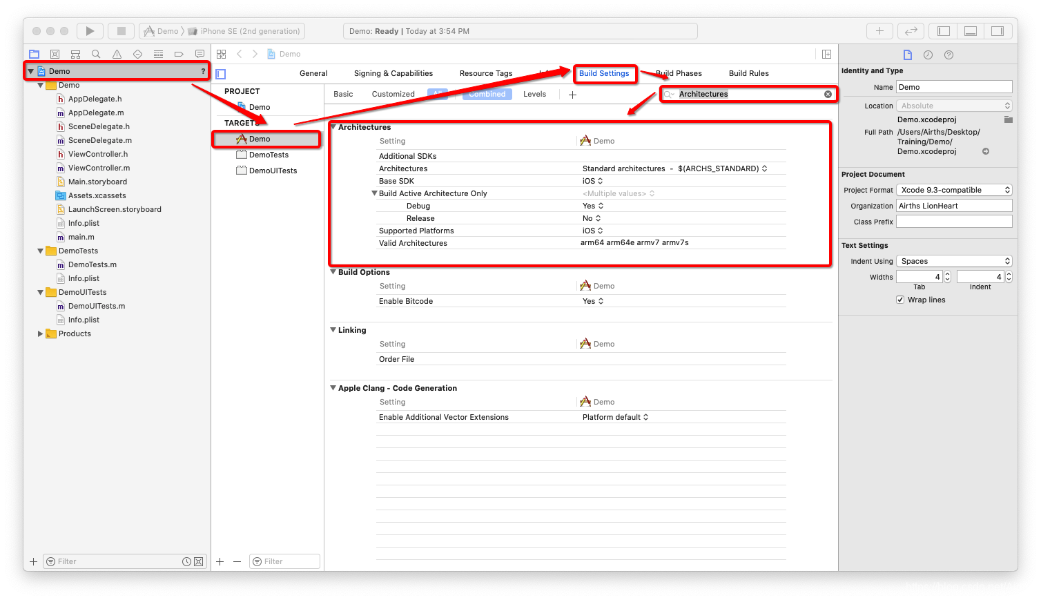 Build Settings - Architectures