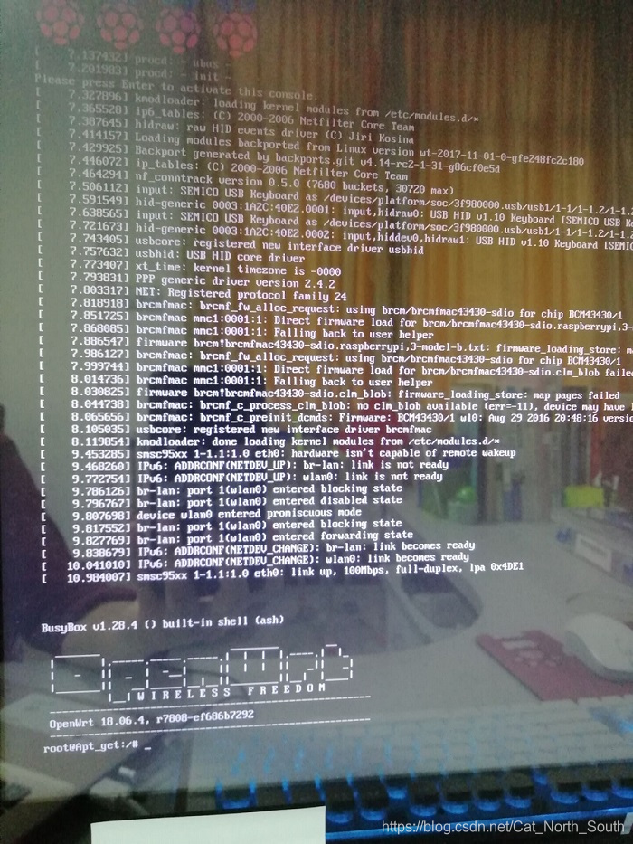 图四 OpenWrt启动页面