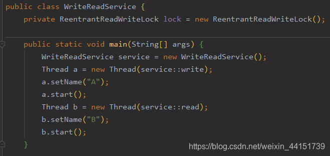 [外链图片转存失败,源站可能有防盗链机制,建议将图片保存下来直接上传(img-tdUi5peX-1596209249237)(D:\笔记\博客\images\java\多线程\WriteReadService1.png)]