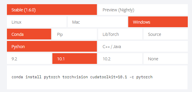 pytorch的开发环境安装