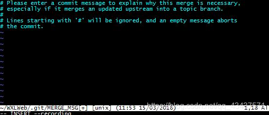 git中Please enter a commit message to explain why this merge is necessary.