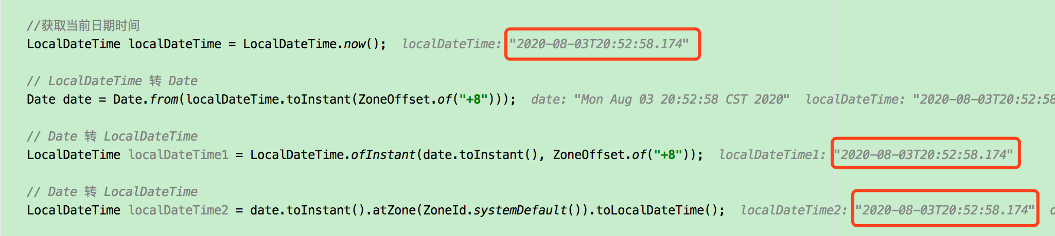 JDK8日期时间类型LocalDateTime、LocalDate、LocalTime的使用例子_localdatetime类型-CSDN博客