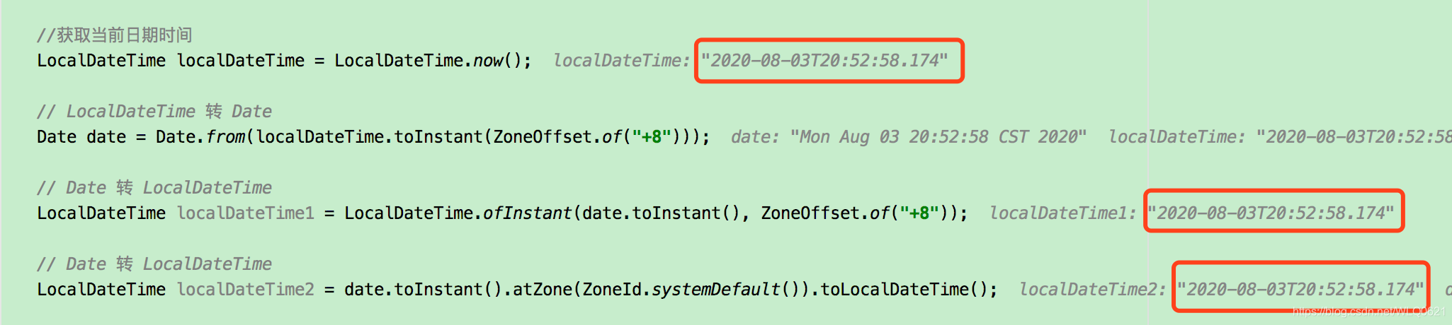 JDK8日期时间类型LocalDateTime、LocalDate、LocalTime的使用例子_localdatetime类型-CSDN博客
