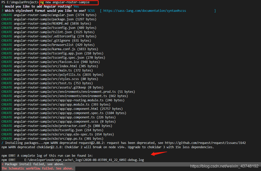Package install failed, see above. The Schematic workflow failed. See ...