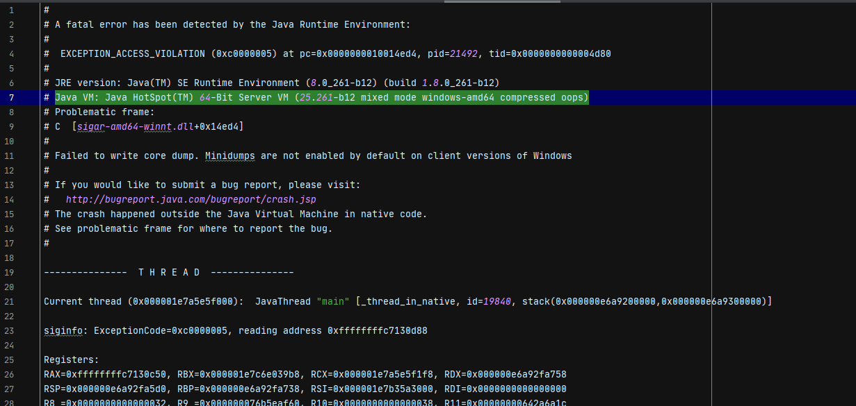 Java VM: Java HotSpot(TM) 64-Bit Server VM (25.261-b12 mixed mode windows-amd64 compressed oops)「终于解决」