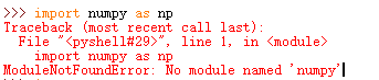 import numpy error