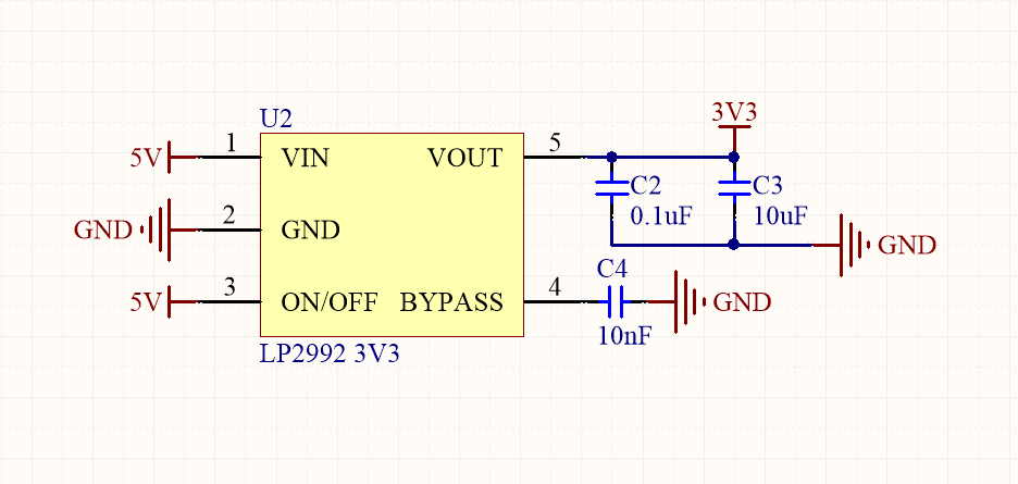 使用数字芯片将5V转3.3V方案电路图