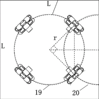 图1 三轮全向轮布局图2 四轮全向轮布局图3 四轮麦轮布局