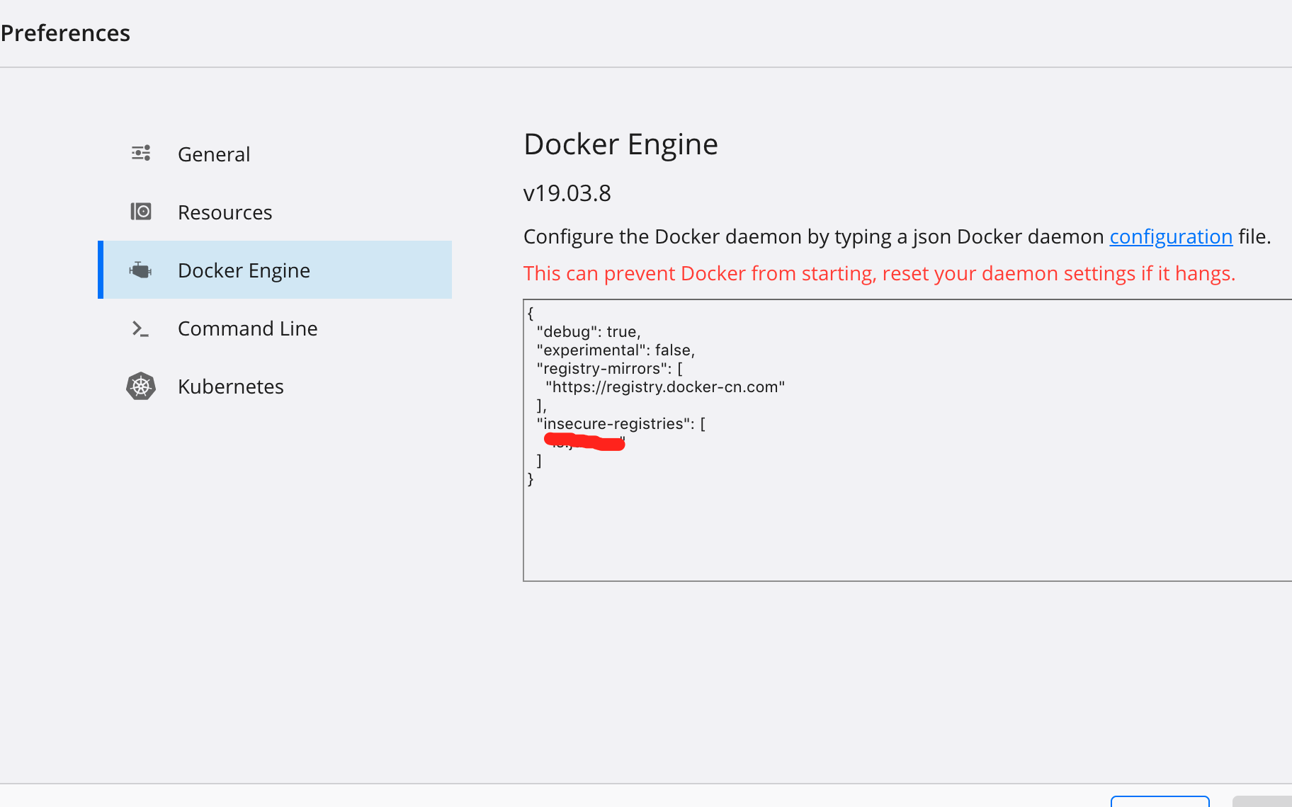 docker for mac insecure registry