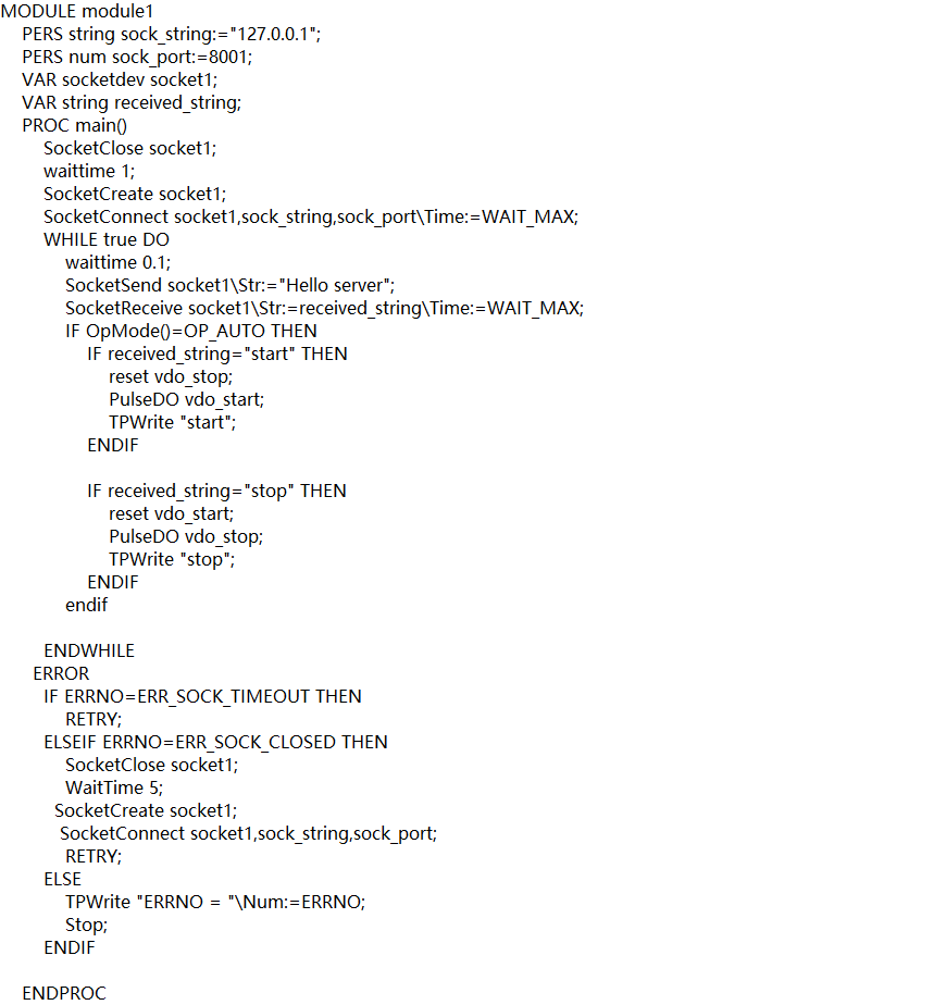 Socket communication test of ABB robot - Programmer Sought