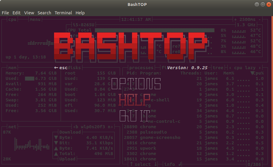 Bashtop – Linux的资源监视工具插图2