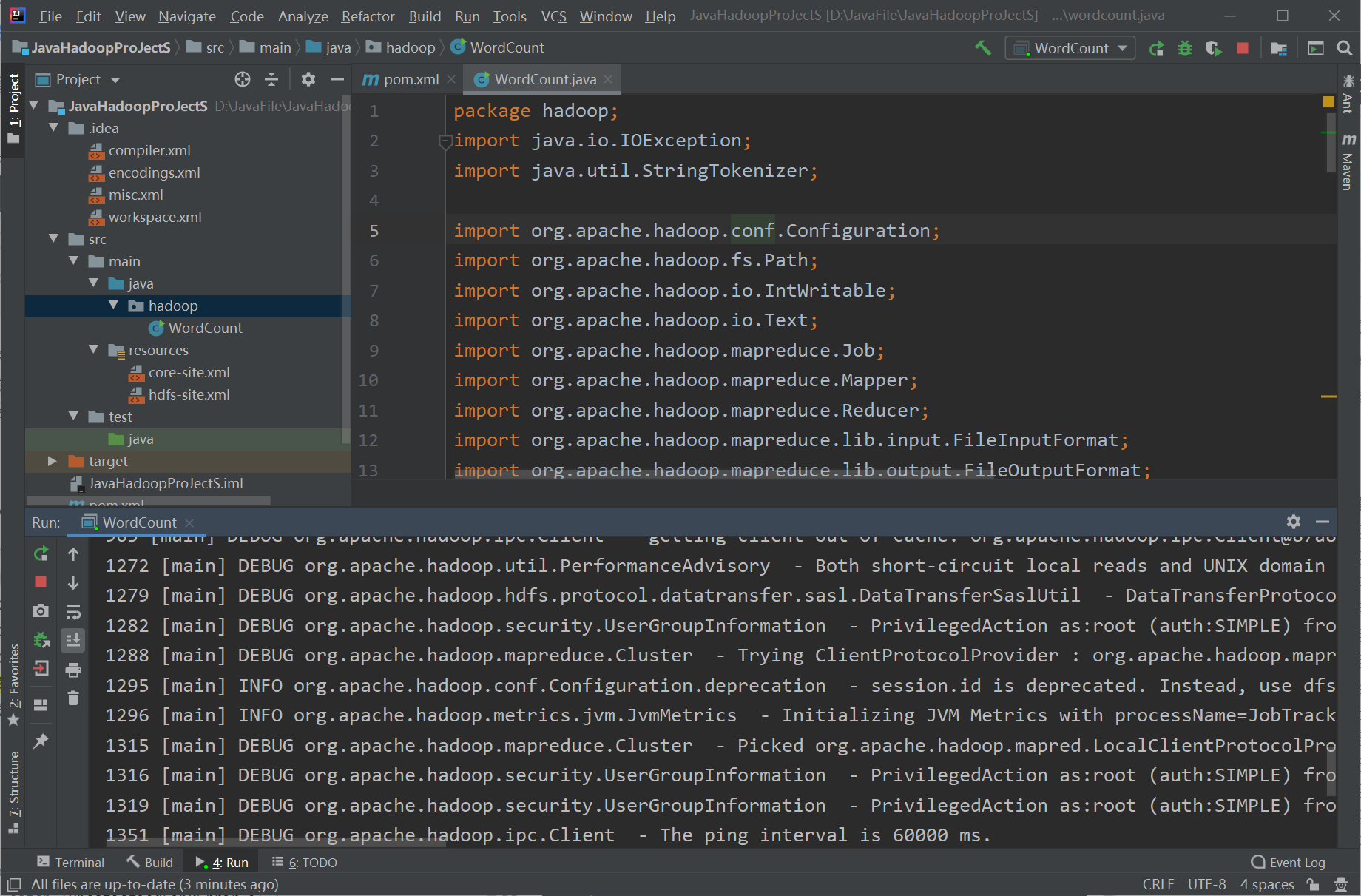 Windows下IntelliJ IDEA远程连接服务器中Hadoop运行WordCount（详细版）