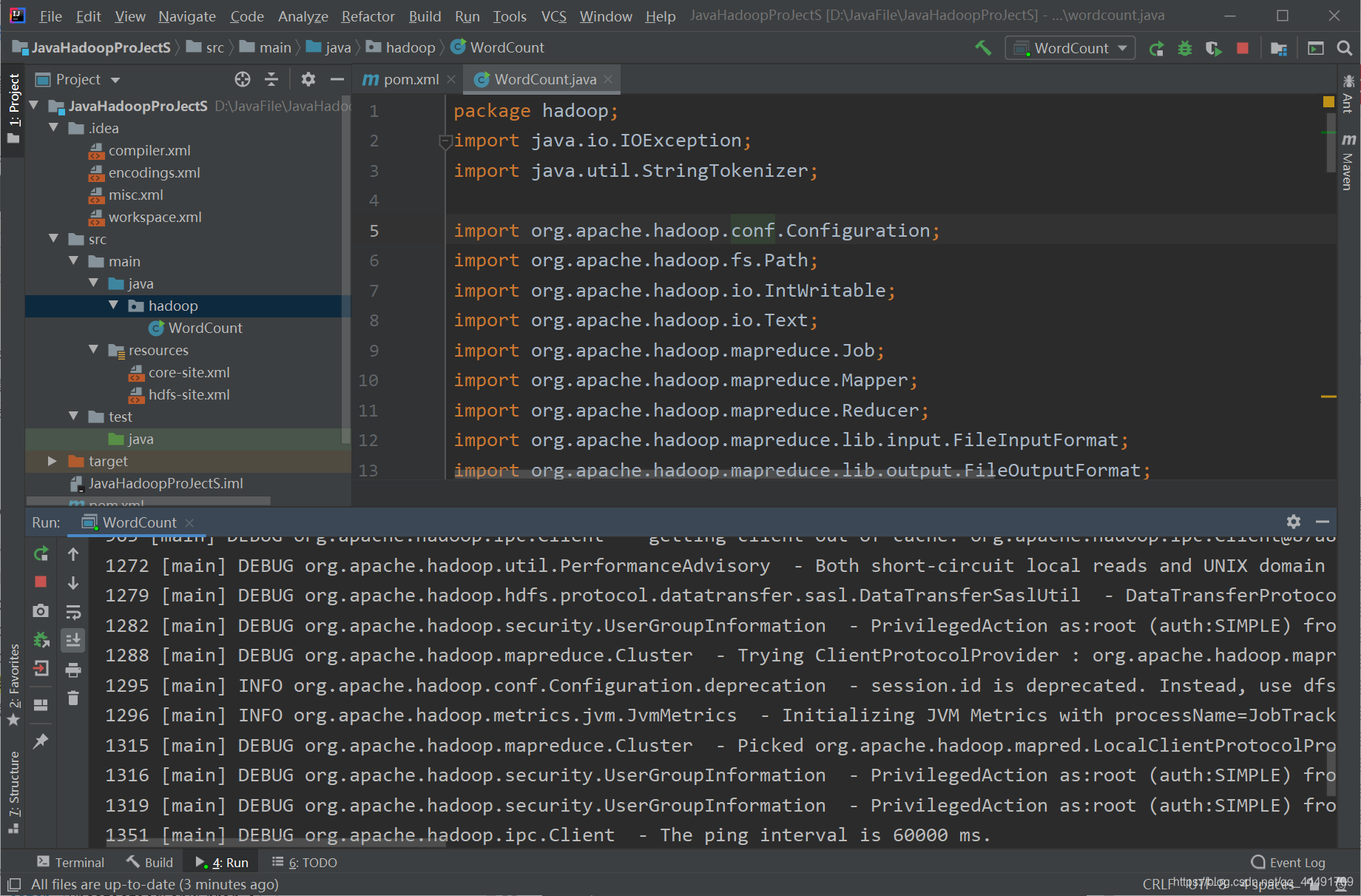 Windows下IntelliJ IDEA远程连接服务器中Hadoop运行WordCount（详细版）