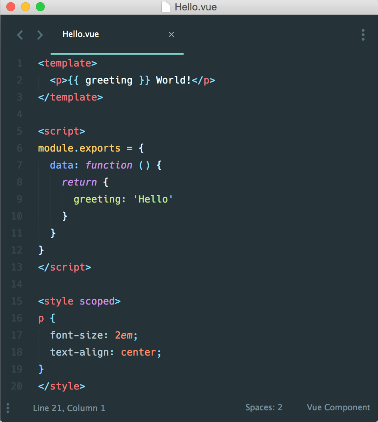 组件化：一个简单的Hello World段落组件