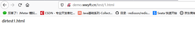 test/1.html转发到dirtest1.html，注意 / 不见了