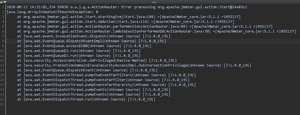 Jmeter Error processing org.apache.jmeter.gui.action.Start_error o.a.j ...