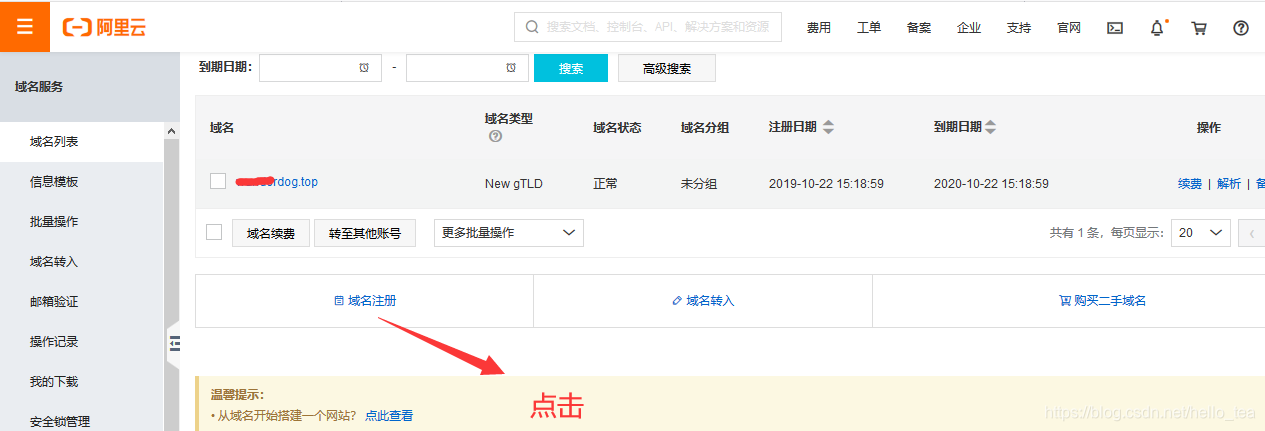 图九 点击域名注册