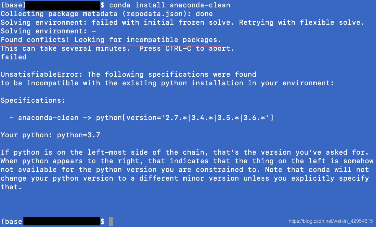 anaconda-clean domestic source download conflict