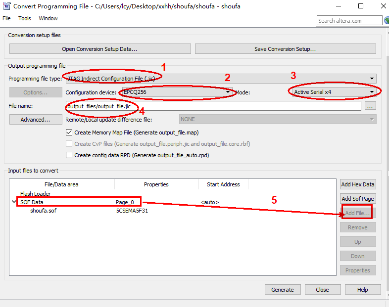 Programming the EPCQ Device QUARTUS FPGA AS mode Load program Power ...