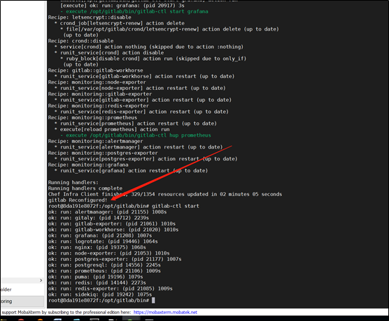 系统为 ubuntu 18.04的docker中omnibus 方式安装 gitlab