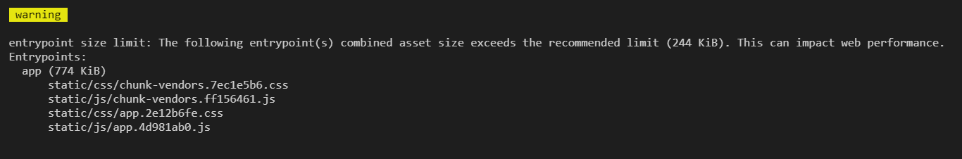 asset size limit: The following asset(s) exceed the recommended size limit (244 KiB).