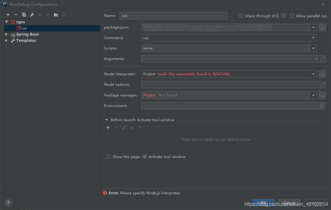 Idea Npm Node Js Error Please Specify Node Js Interpreter Node No