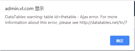 DataTables warning: table id=dt- table - Ajax error. For more information about this error, please