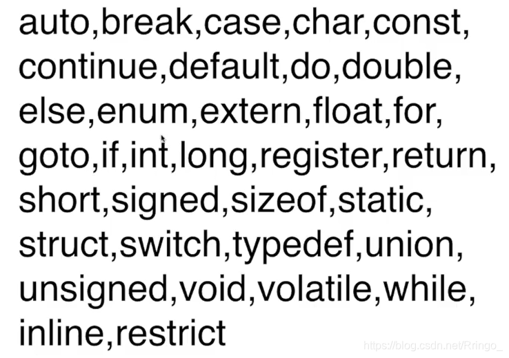 C语言保留字