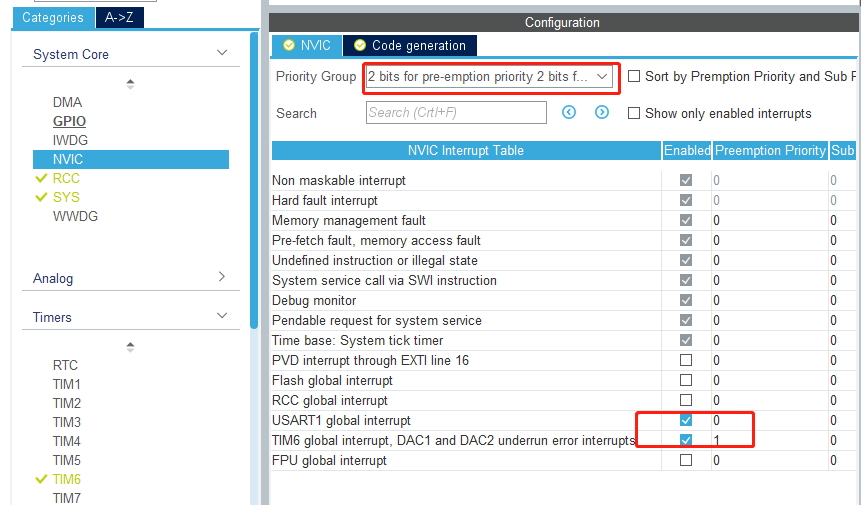 基于STM32CubeMX的HAL库NVIC设置_stm32cubemx 设置nvic中断分组22位抢占优先级,2位响应优先级CSDN博客