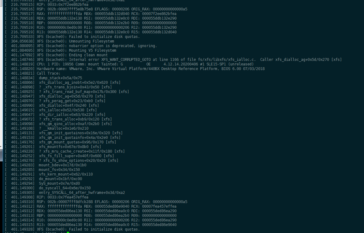 XFS (bcache0): Internal error XFS_WANT_CORRUPTED_GOTO at line 1166 of file fs/xfs/libxfs/xfs_ialloc.