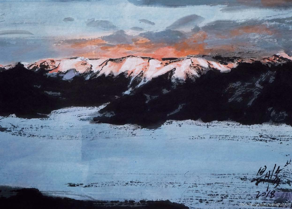 恒古的山川之三 50x40cm 彩墨