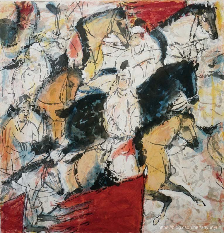 中国古代壁画印象之一 60X60cm 彩墨