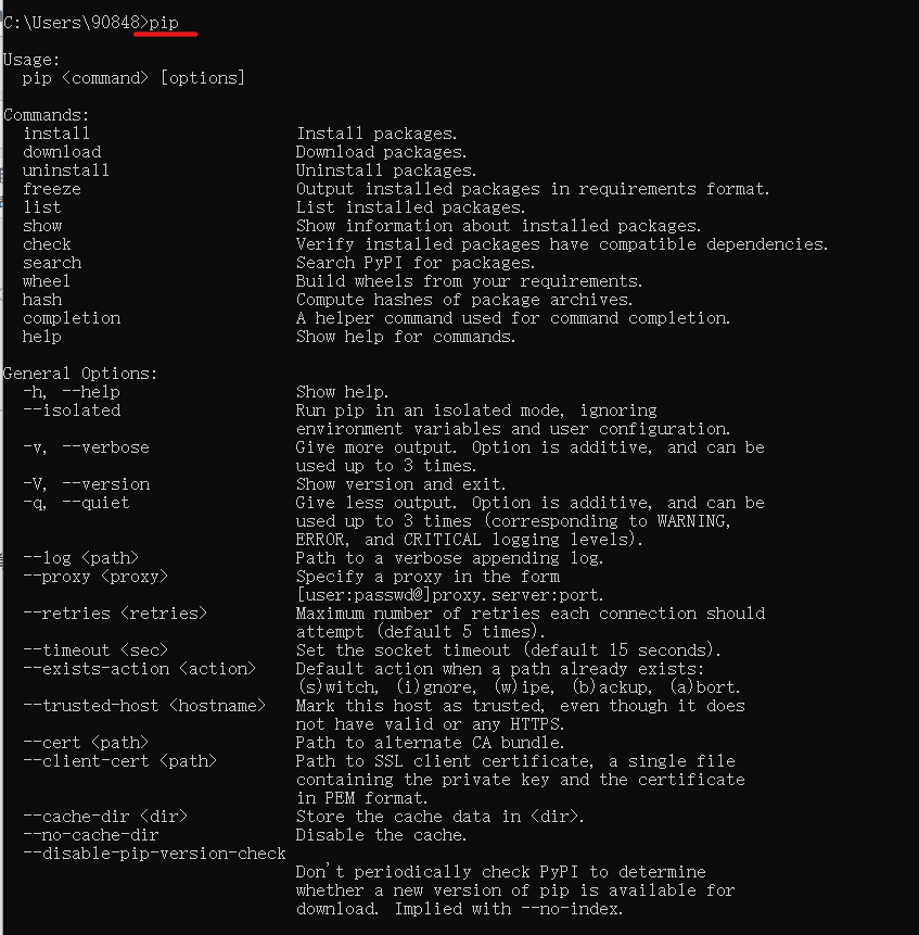 pip使用帮助说明
