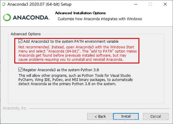 安装Anaconda 选择环境变量