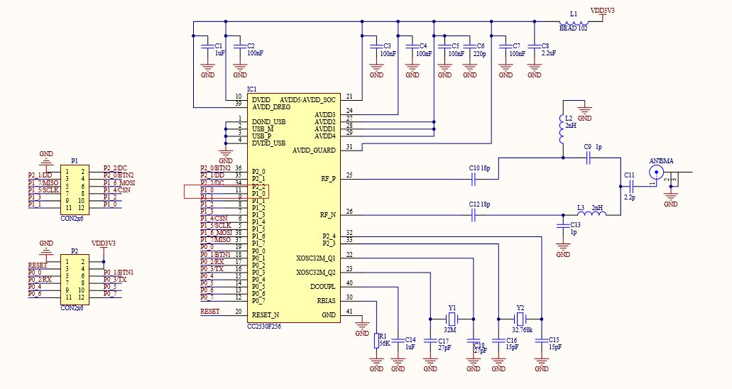 使用gpio输出控制led亮灭(cc2530)