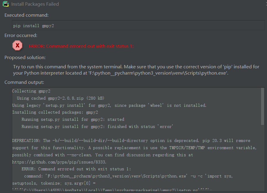 Python和pycharm安装gmpy2 出现ERROR的解决方法_deprecation: Sklearn Is Being ...