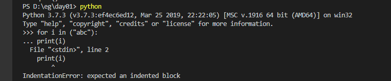 使用VisualStudioCode终端交互模式报错：IndentationError: expected an indented block ...